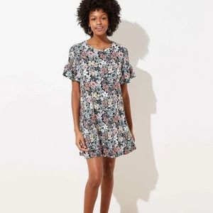 LOFT black floral dress. Size Large.
